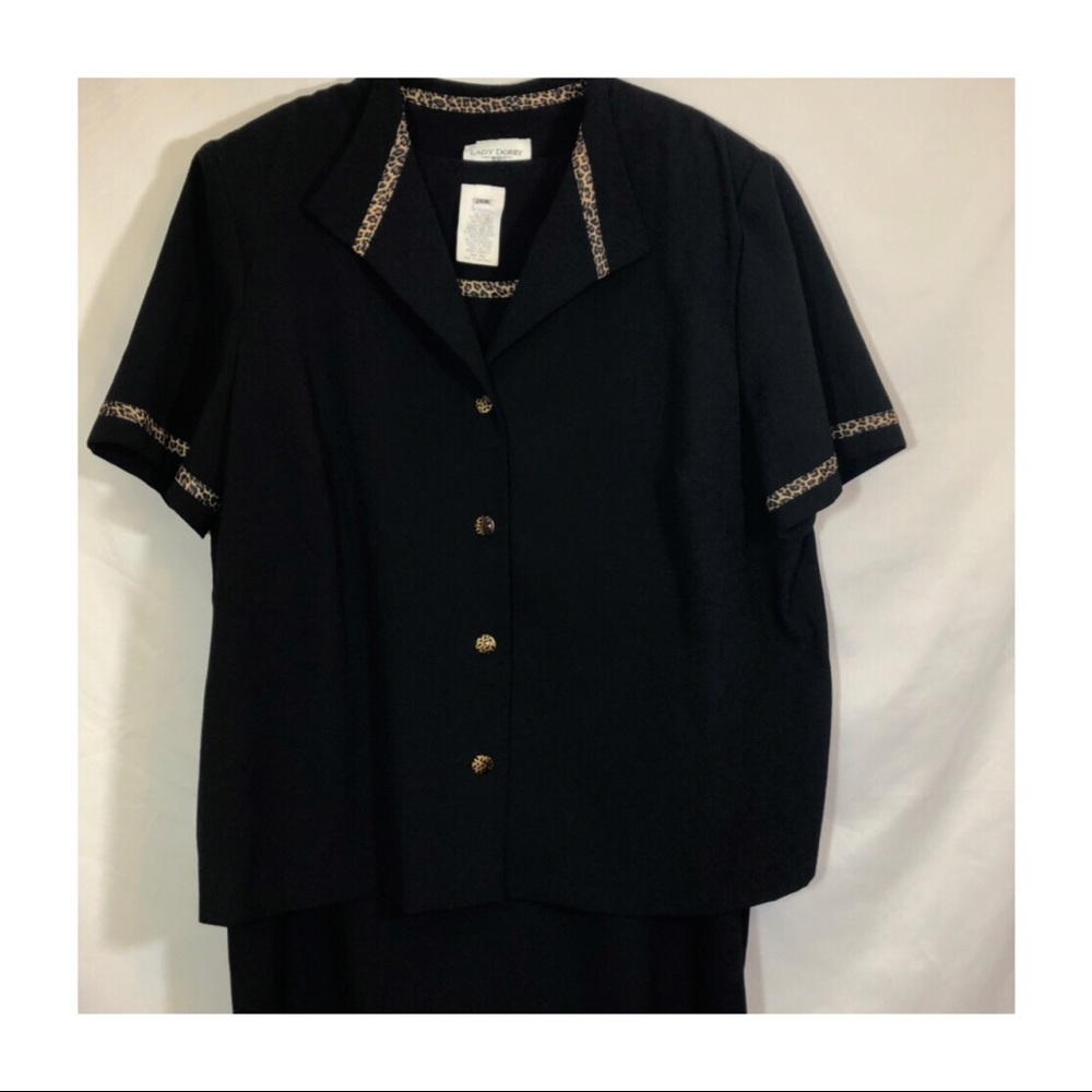 Lady Dorby 2 pc dress and jacket w/leopard trim